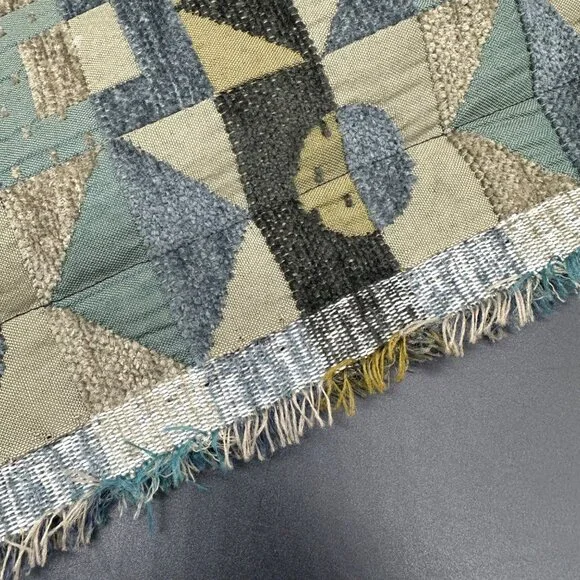 Handmade Tote Bag Tapestry Carpet Fringe Blue Green Gray Beige Books Purse - Picture 5 of 8